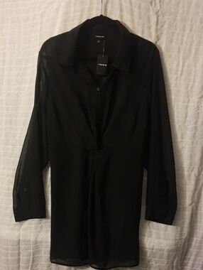 torrid Black Sheer Button-Front Tunic